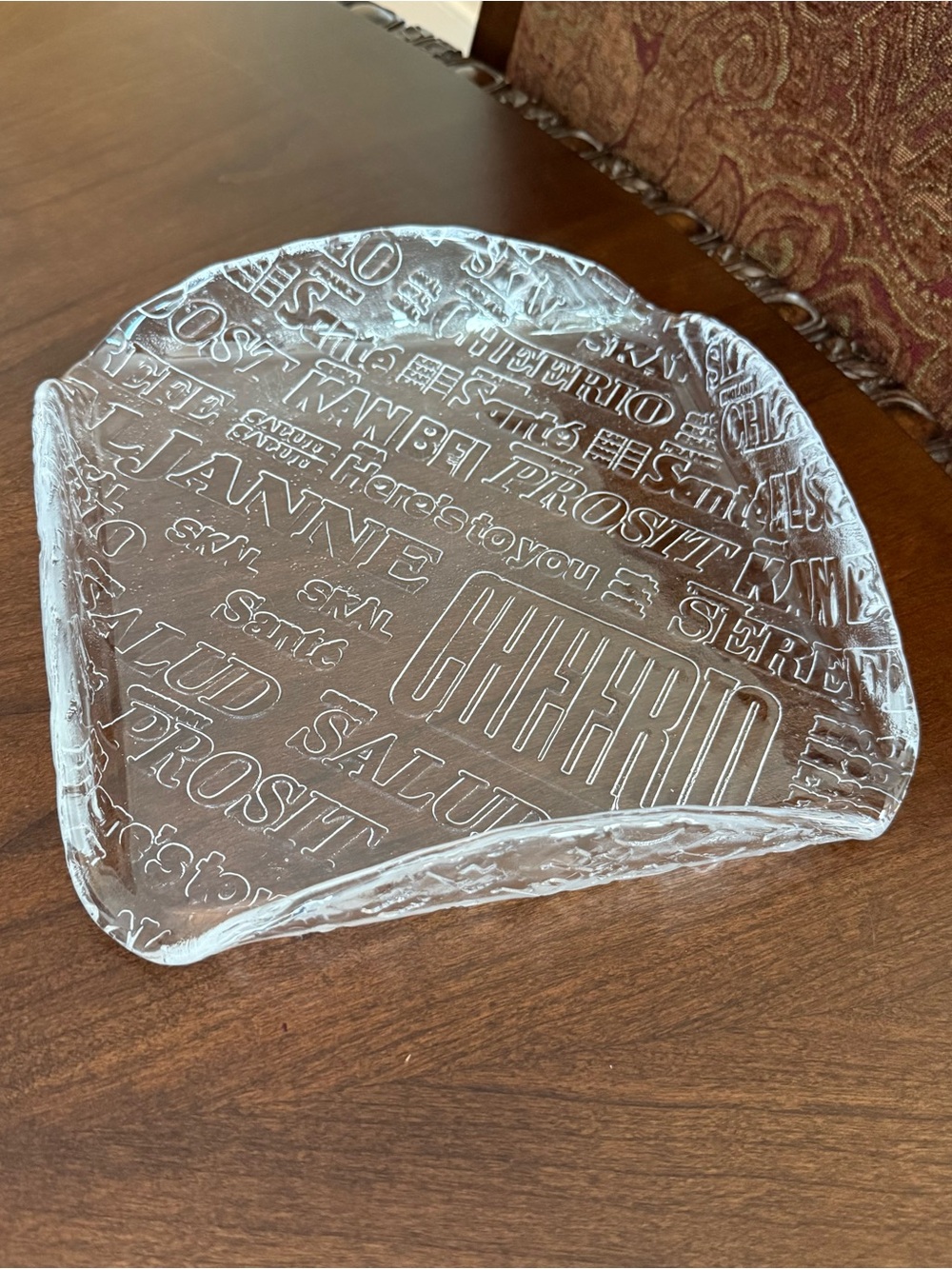 Vintage Royal Krona Crystal Glass “CHEERS” Entertainment Platter Sweden 1970s